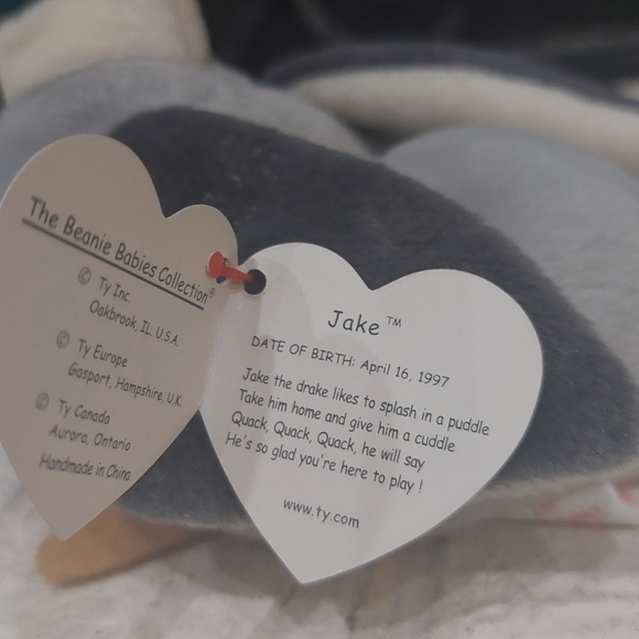 Retired Classic Beanie Babies "Jake" the Duck Mint Condition- Popular Must Have - Picture 6 of 9